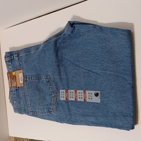 NWT Carhartt Men's Relaxed Fit Heavyweight 5-Pocket Tapered Stonewash Blue Jeans - Picture 6 of 14